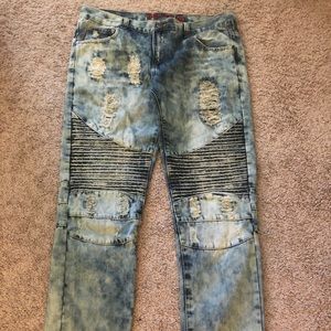 Acid washed designer jeans